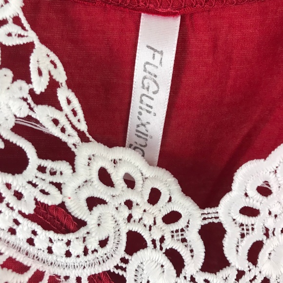 Red Top w/ Lace Accents - Picture 3 of 4